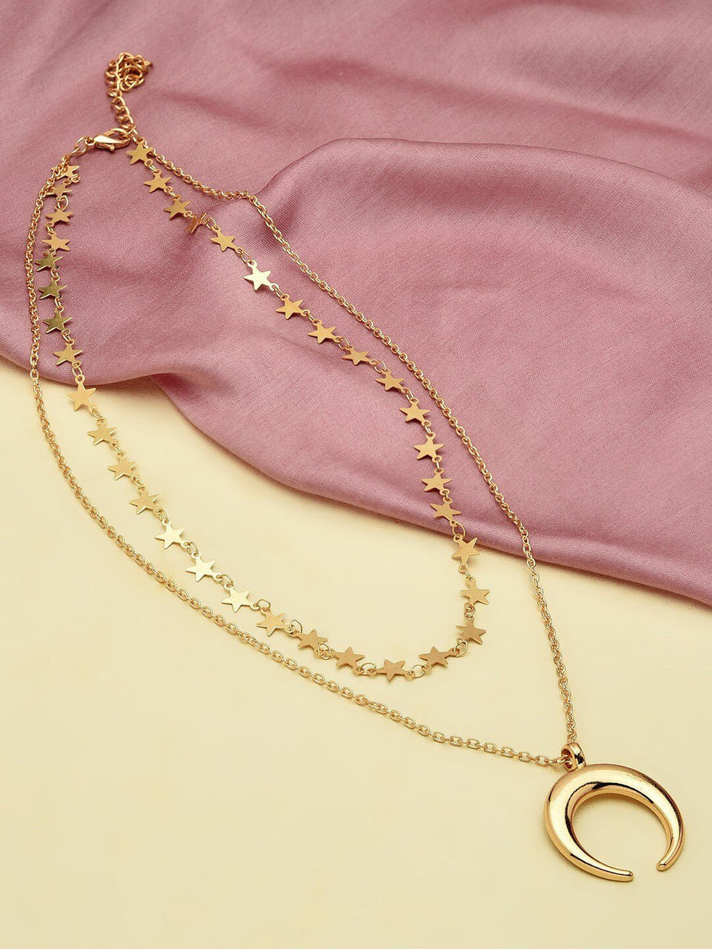 Tweelaags vergulde ketting – legering – 33 cm