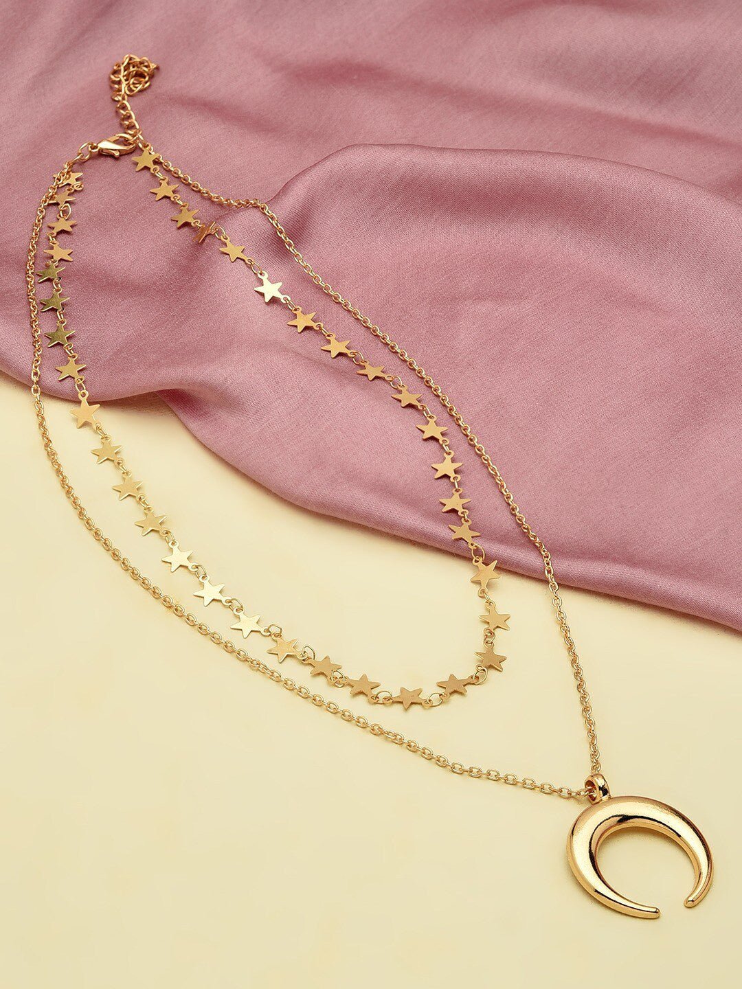 Tweelaags vergulde ketting – legering – 33 cm