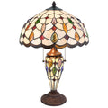 Tiffany Tafellamp Ø 40x60 cm Beige Bruin Glas Tiffany Bureaulamp