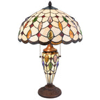 Tiffany Tafellamp Ø 40x60 cm Beige Bruin Glas Tiffany Bureaulamp