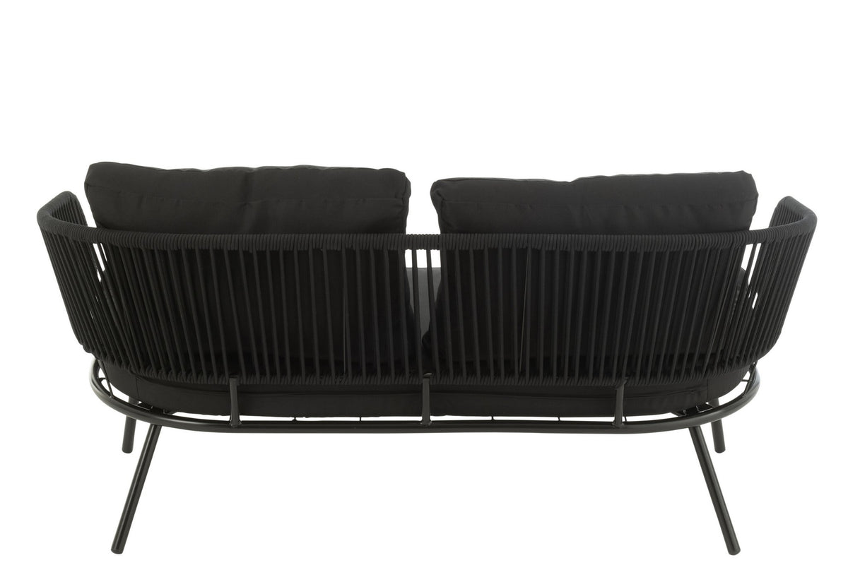 J-Line Set Van Drie Stoel/Bank Poa Metaal/Rattan Zwart
