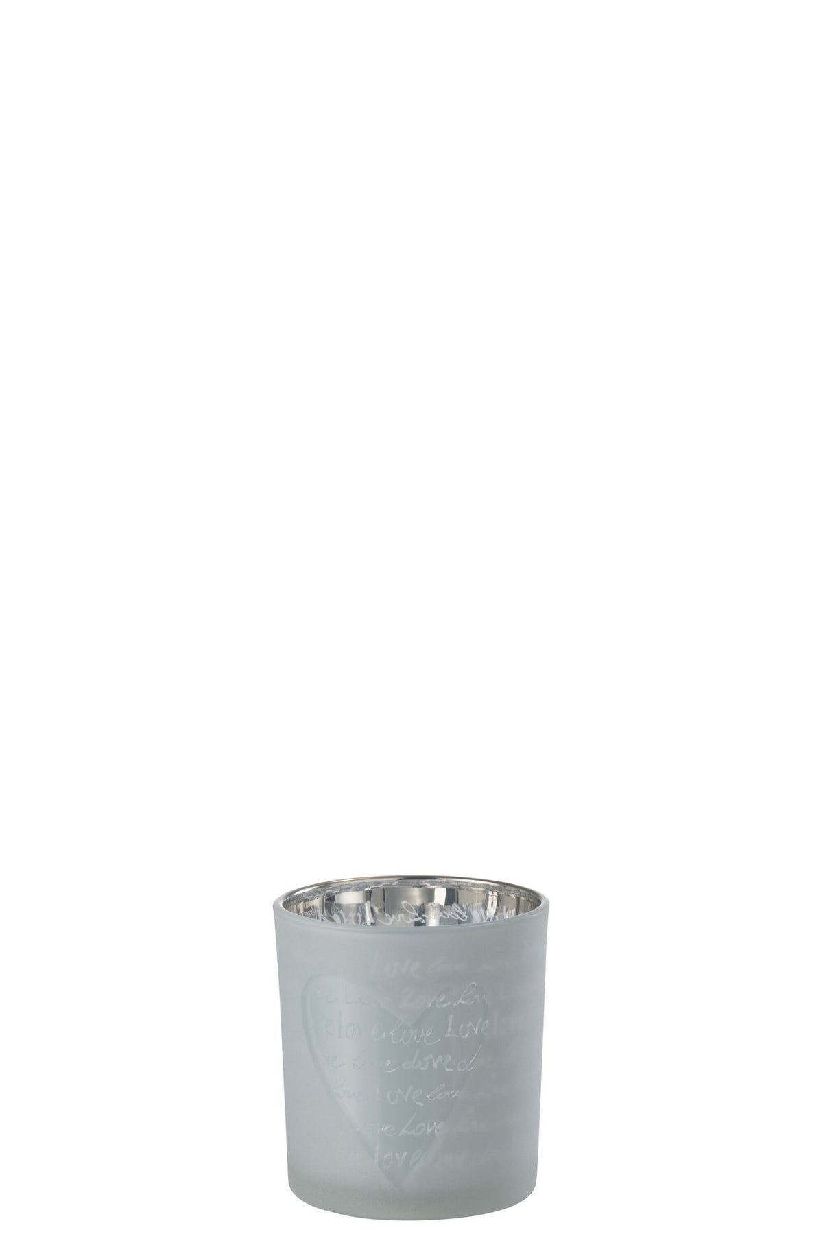 J-Line theelichthouder Love - glas - wit - small