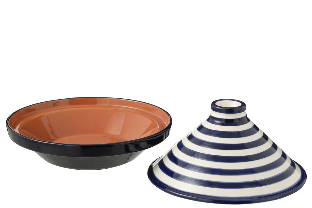 J-Line tajine Granada - keramiek - wit/blauw