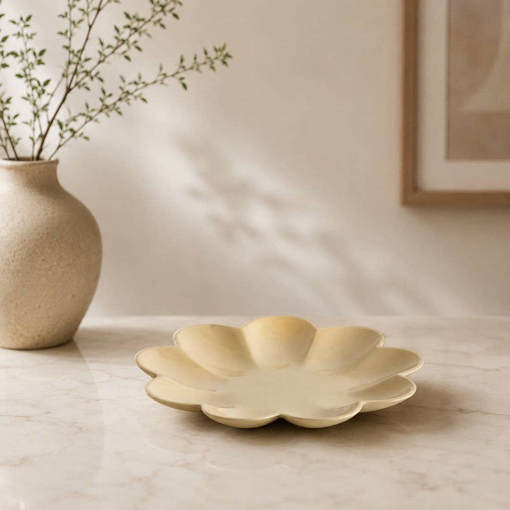 Modern decoratief aluminium dienblad – beige poedercoating