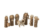 J-Line decoratie kerststal Koffer - hout - bruin/naturel