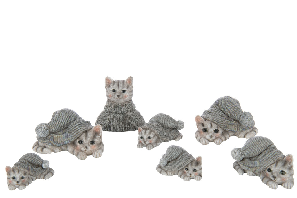 J-Line figuur Kat Bust Sweater - polyresin - blauw/wit