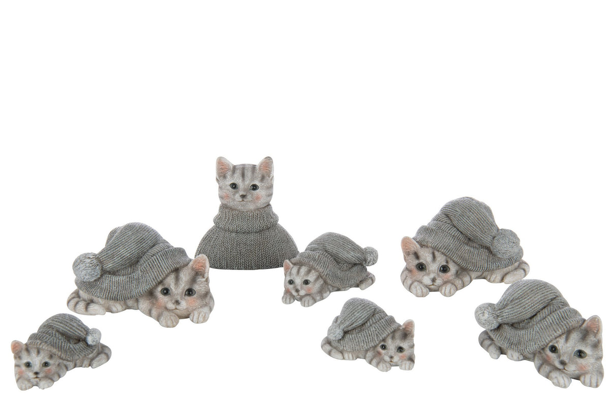 J-Line figuur Kat Bust Sweater - polyresin - blauw/wit