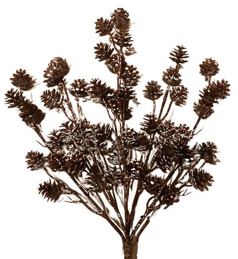 Kunsttak dennenappels 38cm bruin/wit
