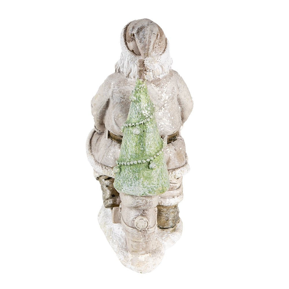 Beeld Kerstman 12x6x14 cm Zilverkleurig Kunststof Kerstdecoratie