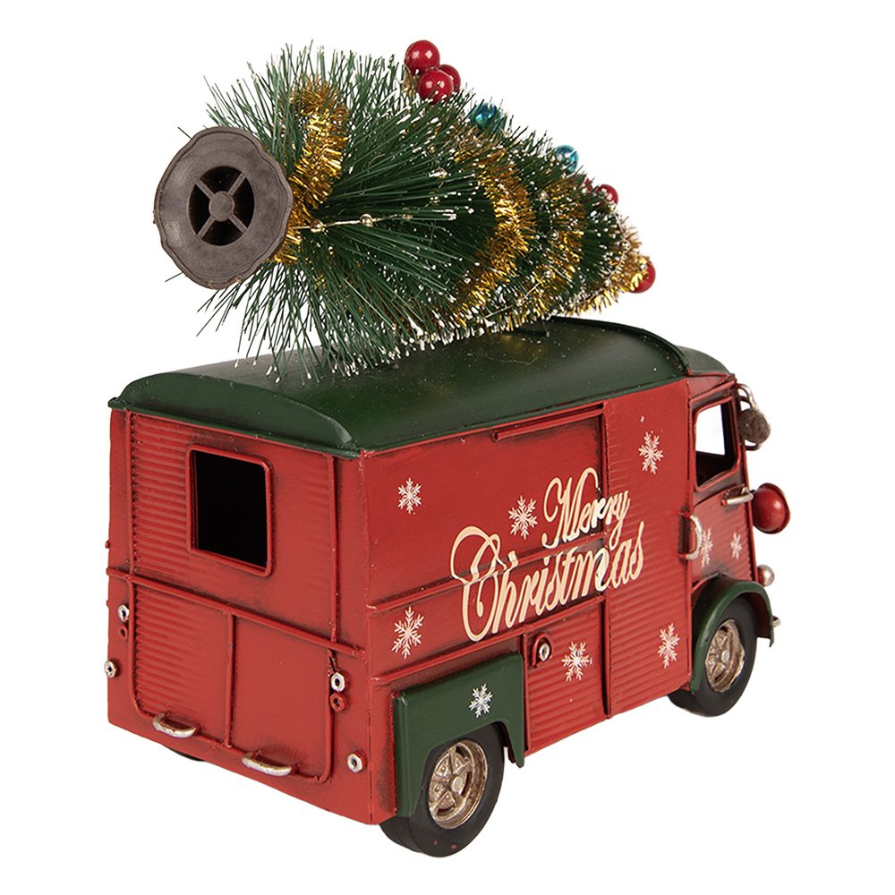 Kerstdecoratie Beeld Bus 21x10x17 cm Rood Metaal