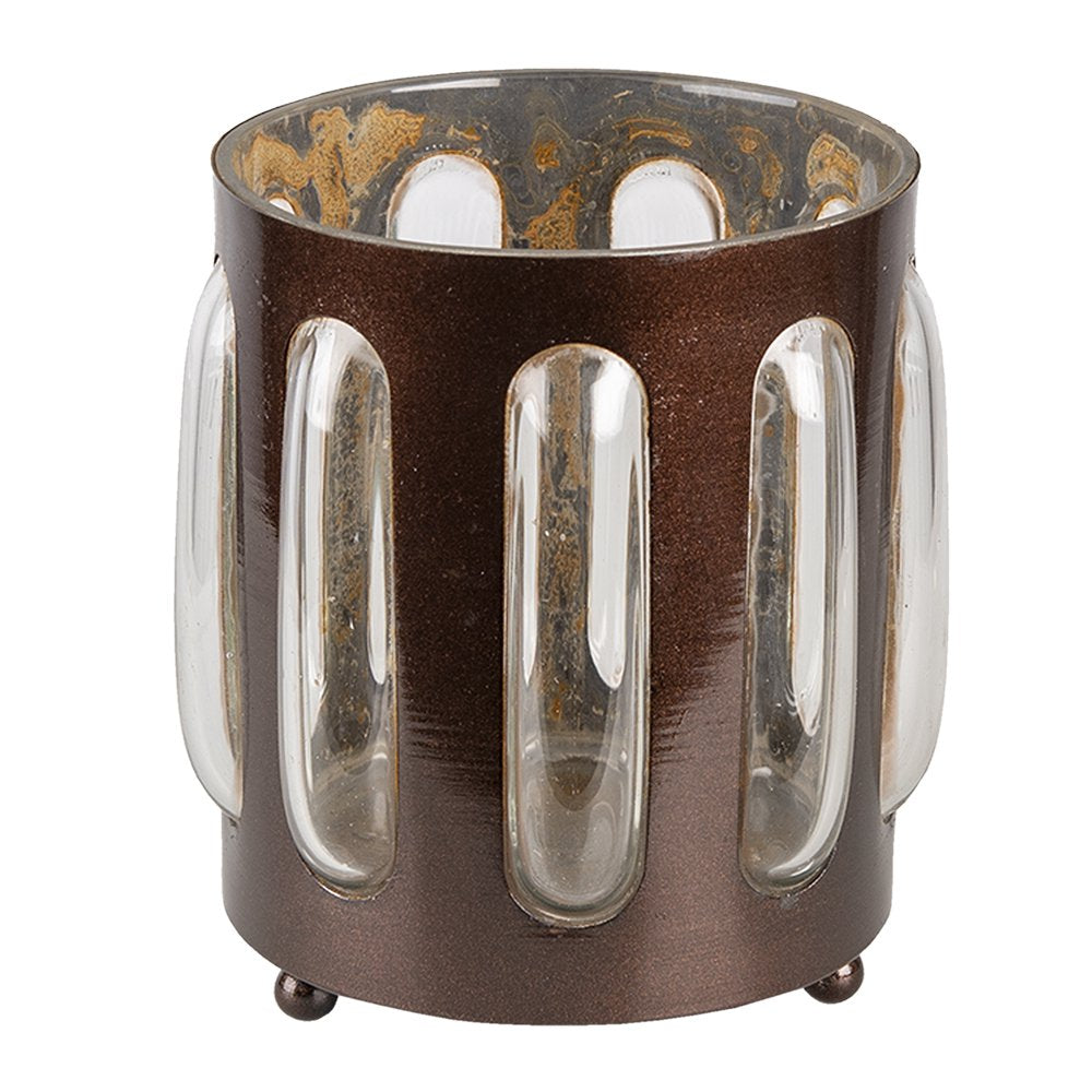 Theelichthouder Ø 14x13 cm Bruin IJzer Waxinelichthouder