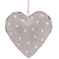 Metalenhanger hart met witte stippen 7x7cm grijs