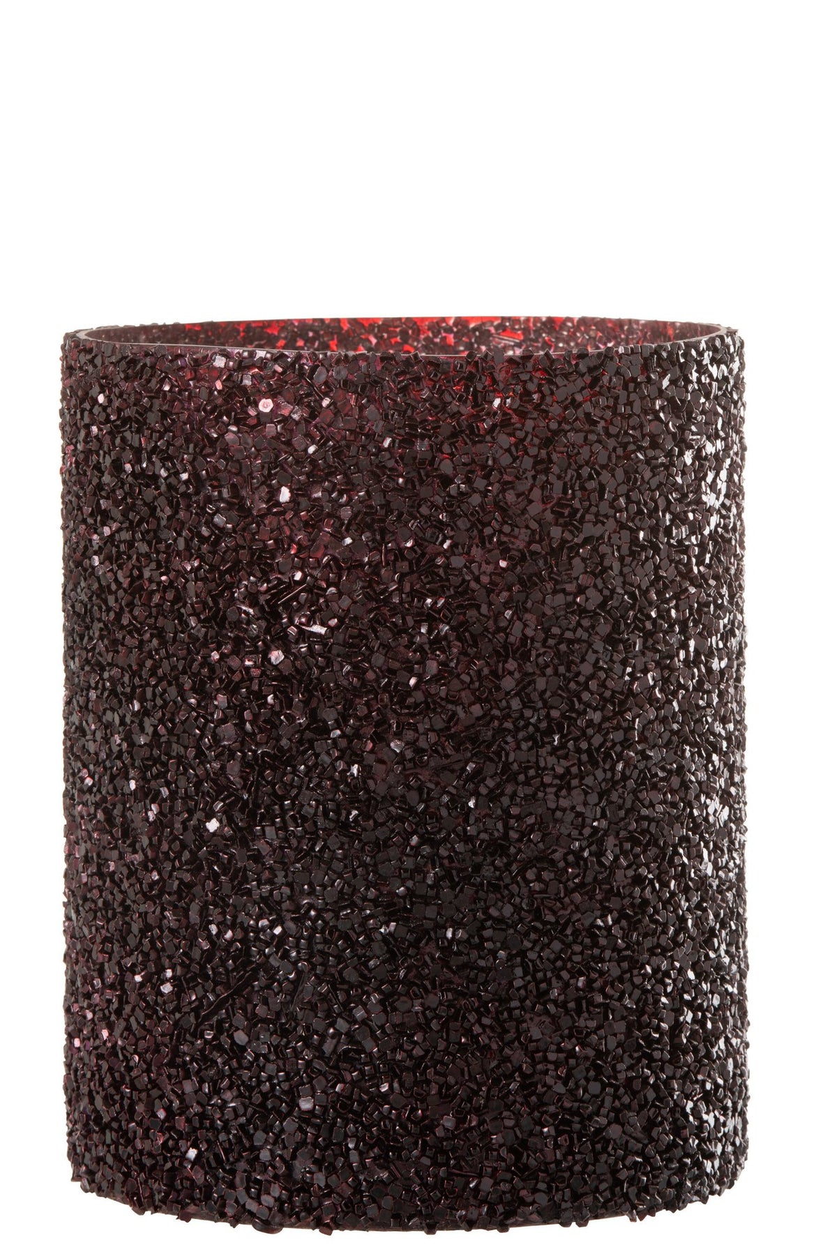 J-Line lantaarn Glitter - glas - bordeaux - groot