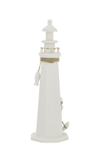 J-Line decoratie Vuurtoren - hout/touw - wit - L