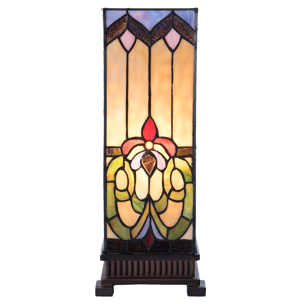Tiffany Tafellamp 17x17x44 cm Beige Blauw Glas Tiffany Bureaulamp