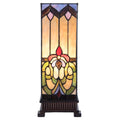 Tiffany Tafellamp 17x17x44 cm Beige Blauw Glas Tiffany Bureaulamp