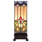 Tiffany Tafellamp 17x17x44 cm Beige Blauw Glas Tiffany Bureaulamp