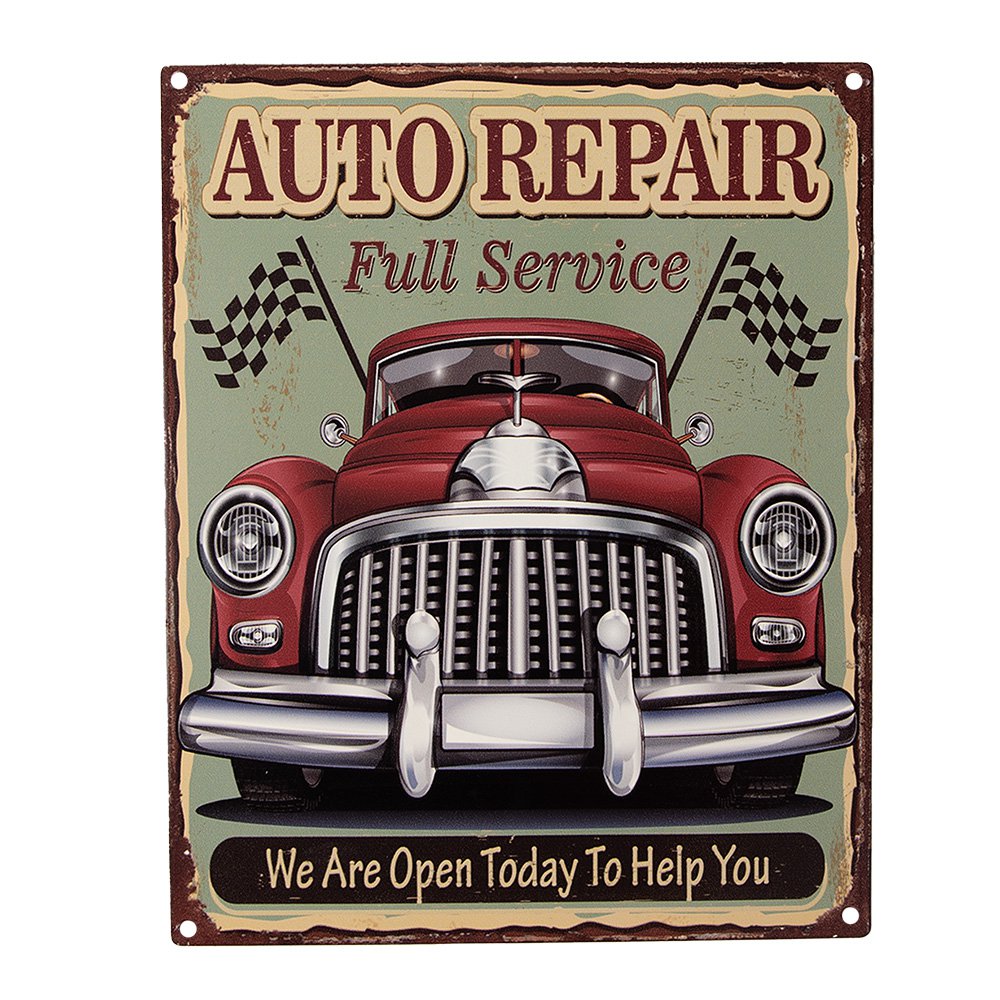 Tekstbord 20x25 cm Groen Rood IJzer Auto Wandbord