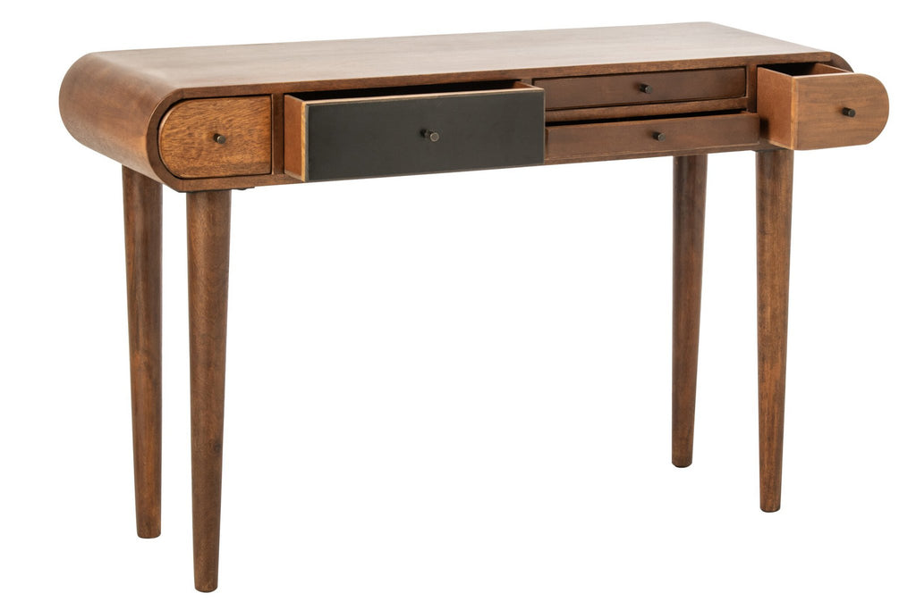 J-Line Consoletafel met meerdere laden - mangohout - naturel/zwart