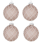 Kerstbal Set van 4 Ø 8 cm Bruin Glas Kerstdecoratie