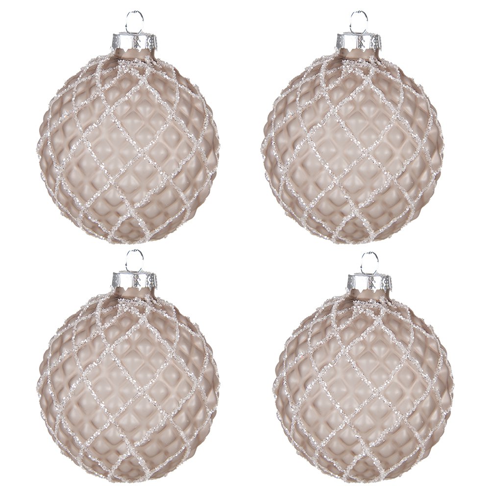 Kerstbal Set van 4 Ø 8 cm Bruin Glas Kerstdecoratie