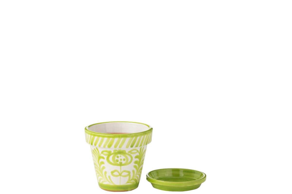 J-Line bloempot Granada - keramiek - groen - small - Ø 21 cm
