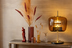 J-Line tafellamp - glas - bruin - LED lichtjes