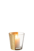 J-Line windlicht boe - glas - transparant/goud - small