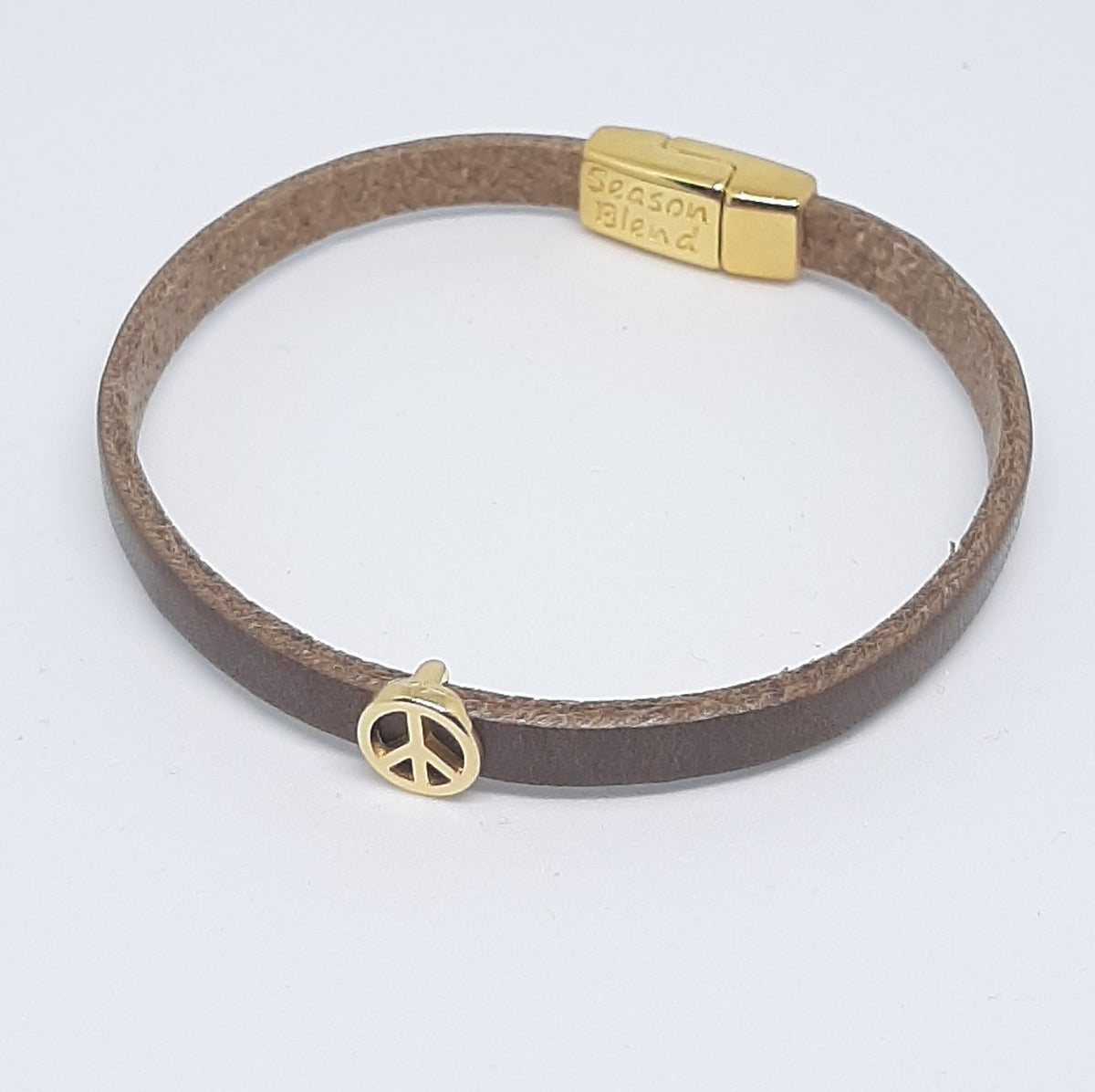 Semplice leren armband peace 24K verguld