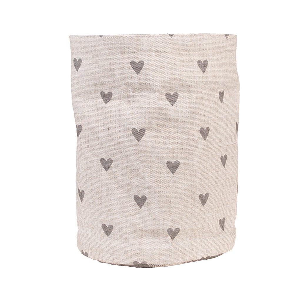 Broodmand Ø 15x16 cm Beige Grijs Katoen Hartjes