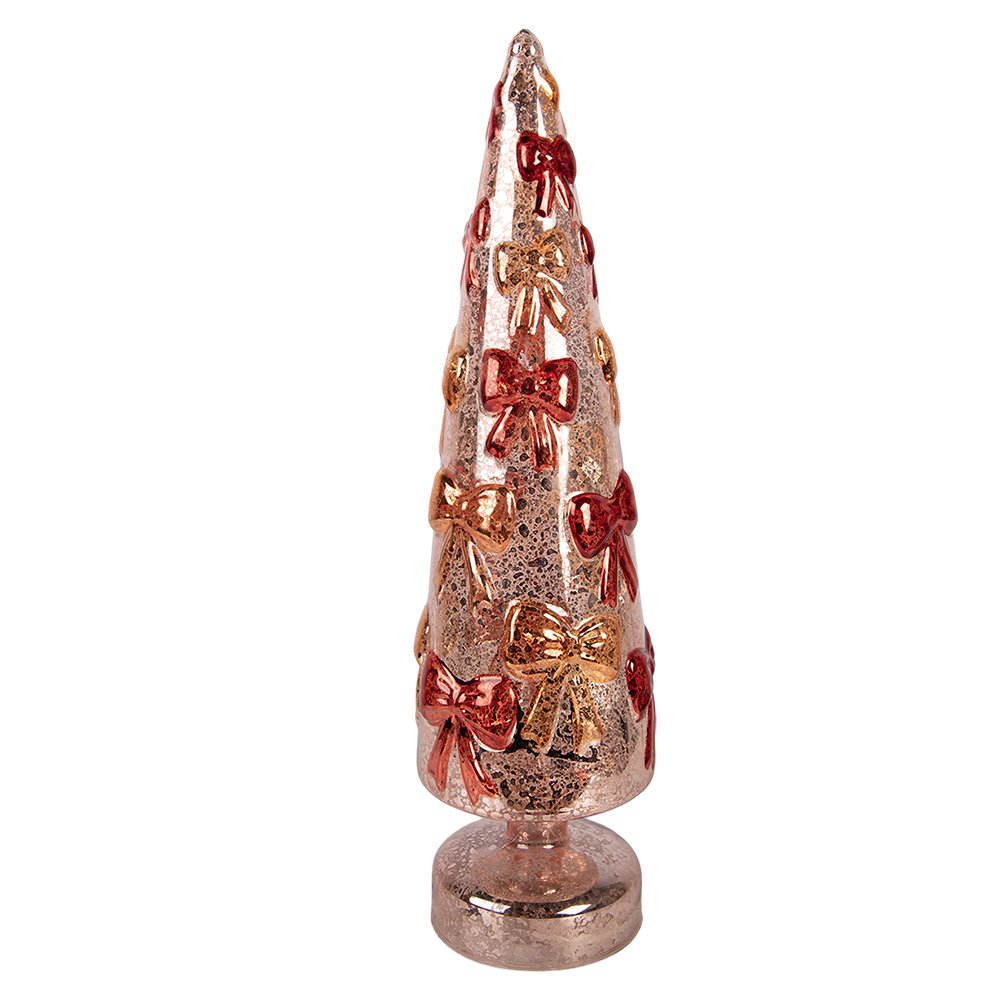 Kerstdecoratie Beeld Kerstboom Ø 10x37 cm Rood Glas