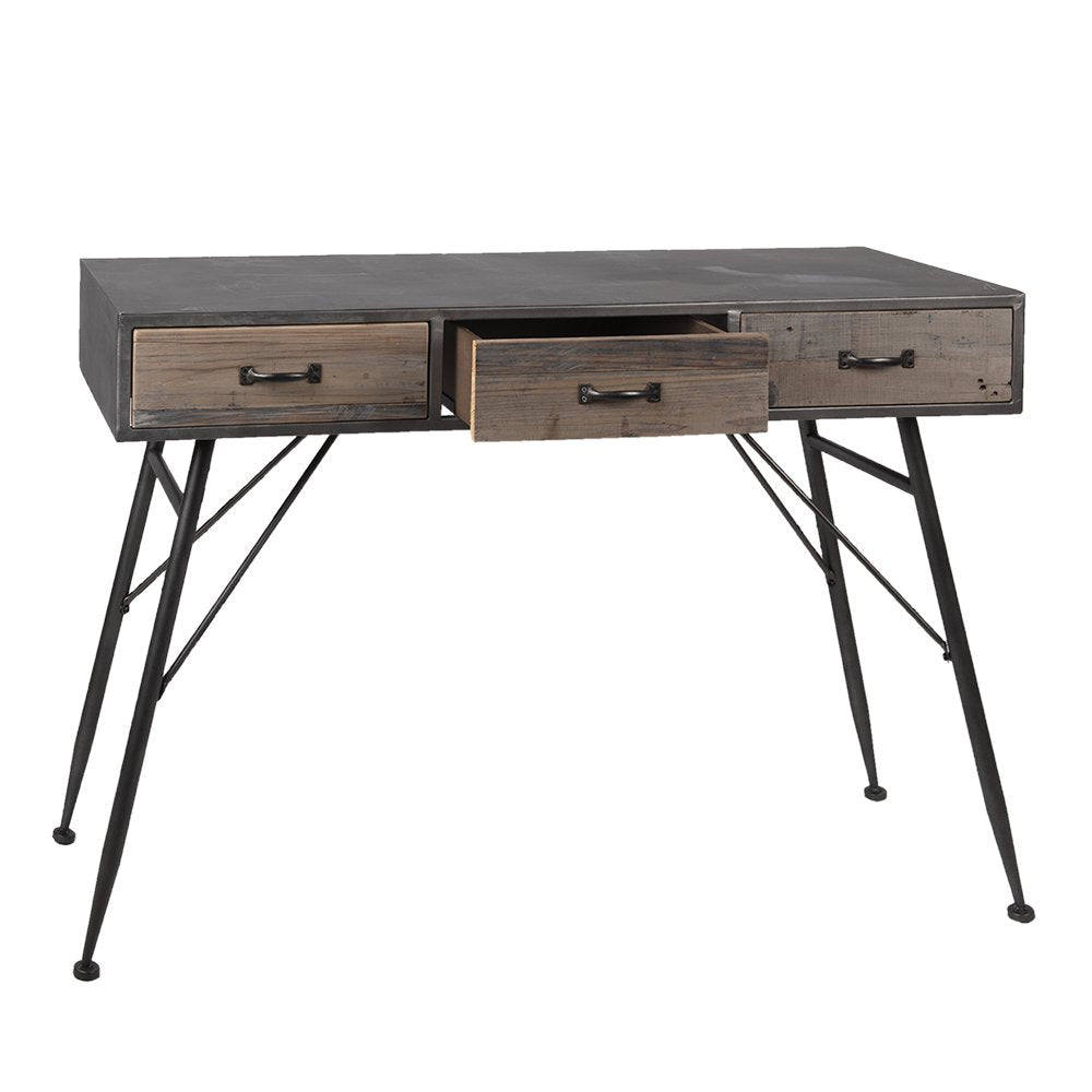 Sidetable Grijs, IJzer en Hout 116x40x80 cm