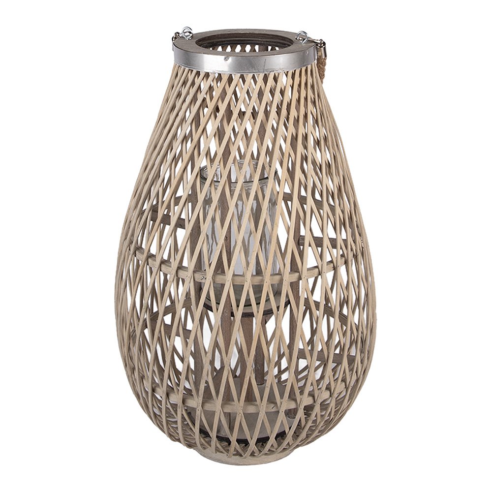 Windlicht Beige Rotan