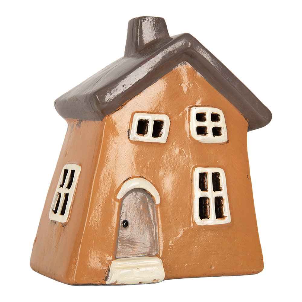 Waxinelichthouder Huis 18x13x20 cm Oranje Keramiek