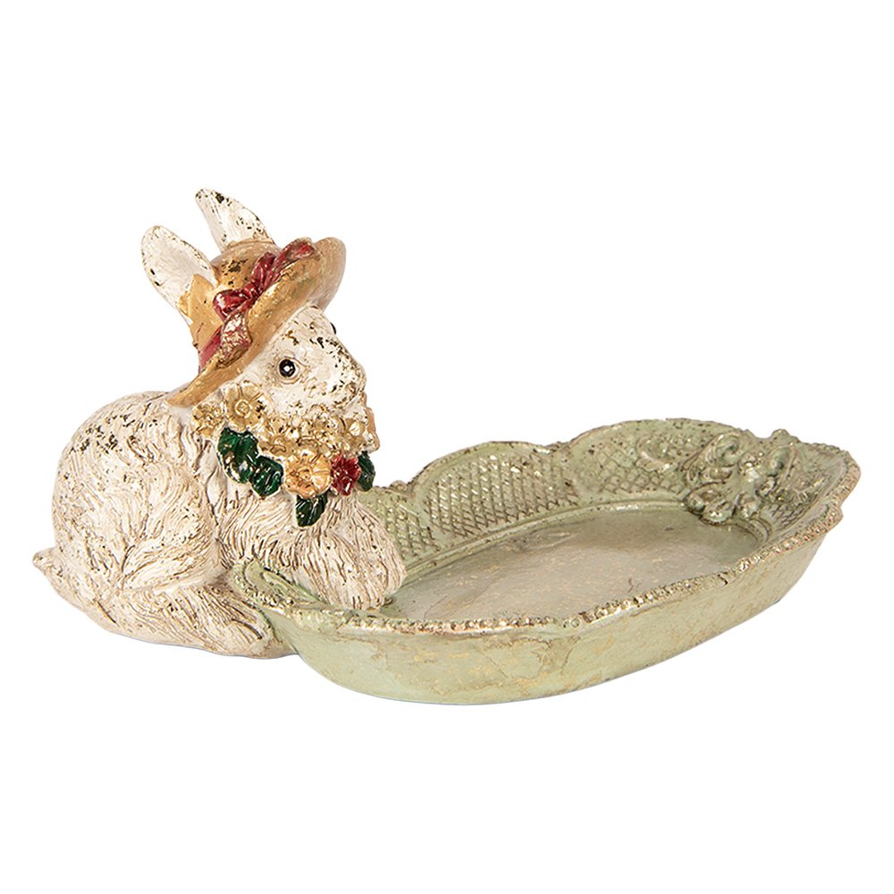 Decoratie schaal Konijn 14x12x8 cm Beige Kunststof