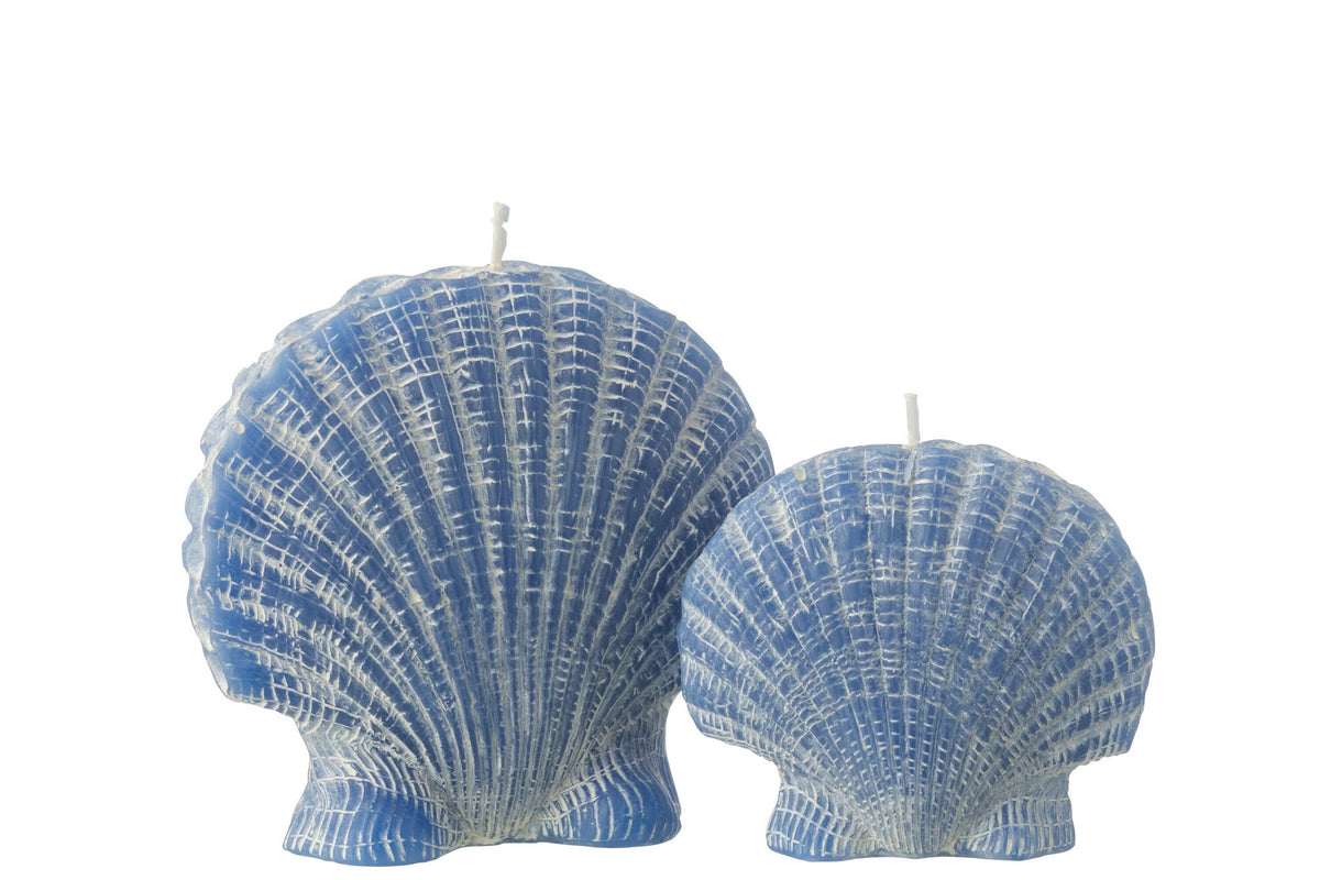 J-Line Kaars Schelp Wax Blauw Large - 8 Uur