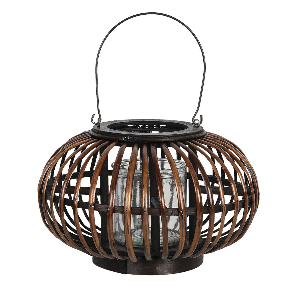 Windlicht Ø 34x21 cm Bruin Hout Kaarsenhouder