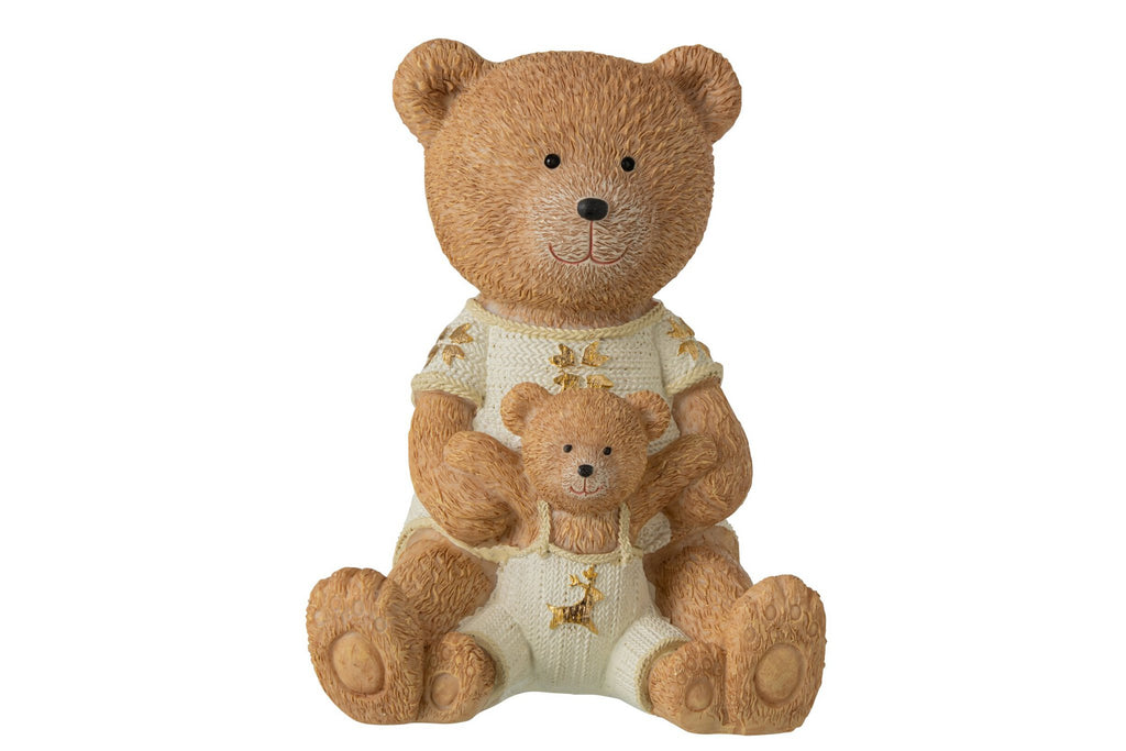 J-Line Spaarpot papa en berenjong - polyresin - camel