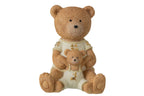 J-Line Spaarpot papa en berenjong - polyresin - camel