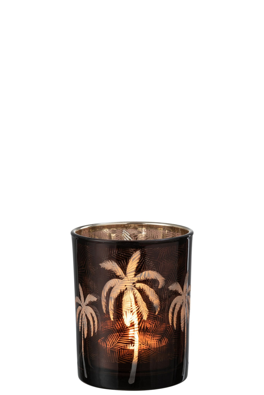 J-Line windlicht Palmboom - glas - bruin - medium