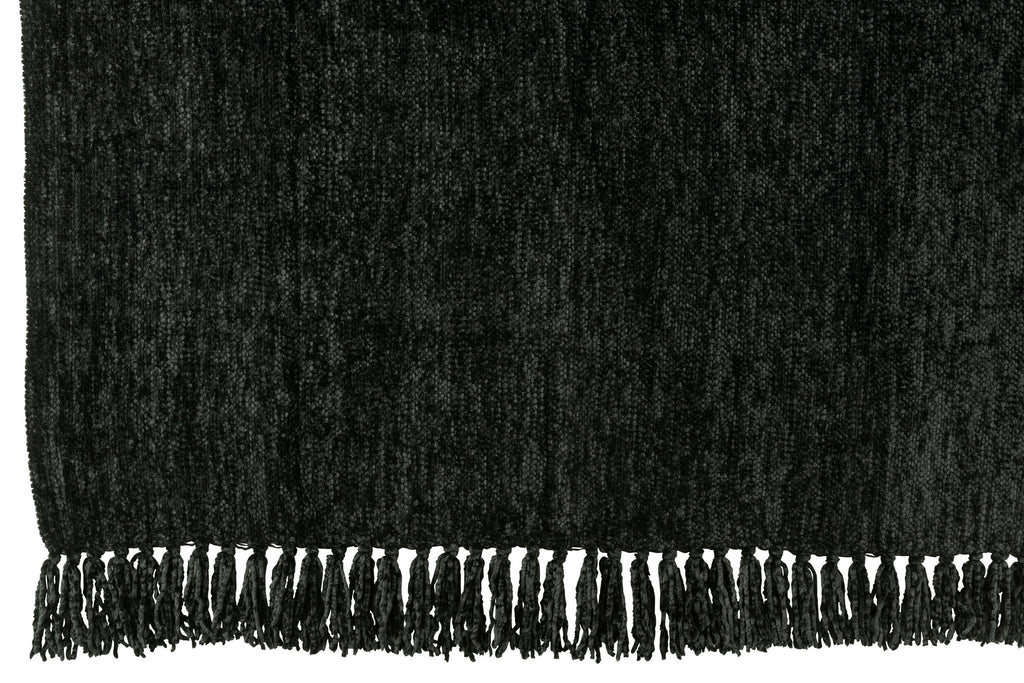 J-Line deken Chenille - polyester - zwart