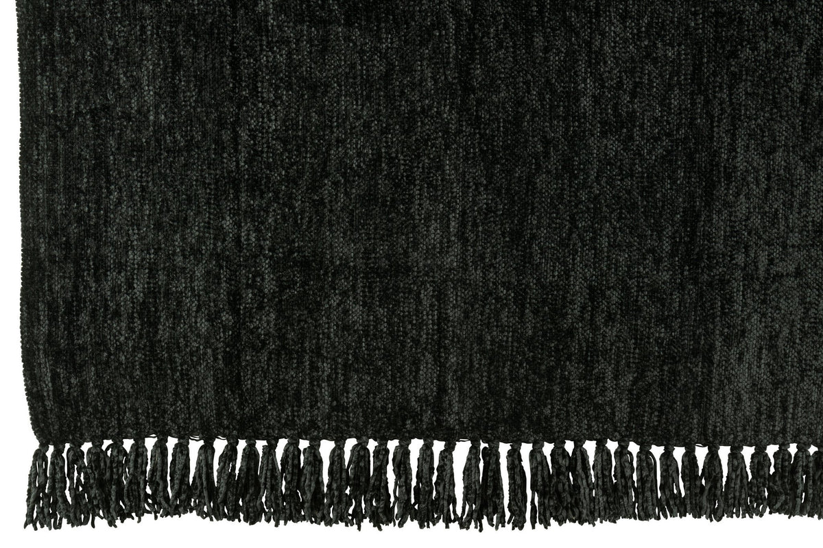 J-Line deken Chenille - polyester - zwart