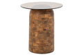 J-Line bijzettafel cilindervormig - glas/mangohout - naturel