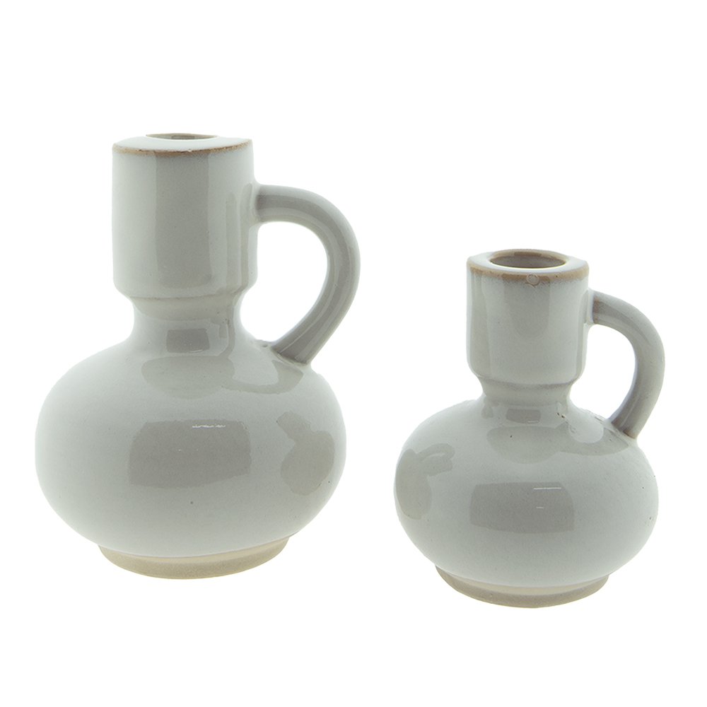 Kandelaar 14 cm Beige Porselein Kaarsenstandaard