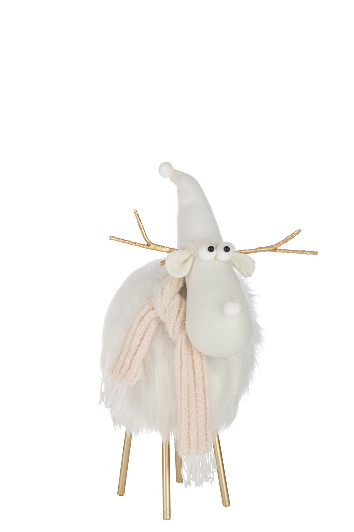J-Line figuur Rendier - polyresin - wit/beige - L