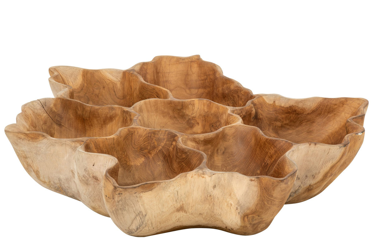 J-Line Onregelmatig decoratief dienblad Ella - teakhout - naturel