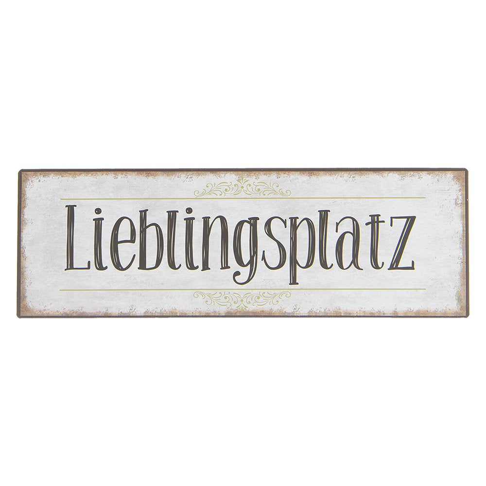 Tekstbord 30x10 cm Wit Zwart Metaal Wandbord
