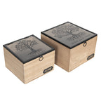 Opbergdoosje Set van 2 18x18x12 cm Bruin MDF Opbergkist