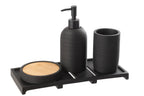 J-Line zeepdispenser On Tray - polyresin - zwart/naturel