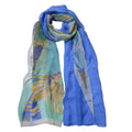 Sjaal Dames Print 50x160 cm Blauw Synthetisch